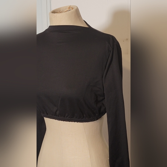 Vintage black stretchy long sleeve crop top. Small. - Picture 4 of 6